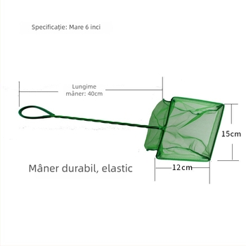 Plasă de mână pentru acvariu, pătrată, pentru pești, potrivită pentru peștișorul auriu și pești ornamentali, greutate 0,3 kg