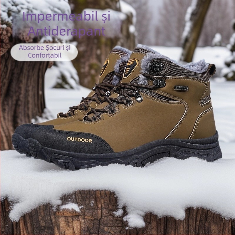 Ghete de drumeție impermeabile pentru bărbați, înalte, cu talpă anti-derapare și amortizare a șocurilor