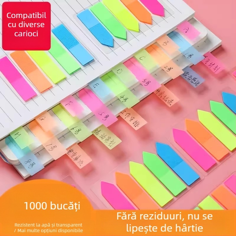 Note adezive pentru etichete de index cu benzi transparente pentru elevi (Brand: Friendly; Nu lipesc; Număr pagini interioare: Alte)