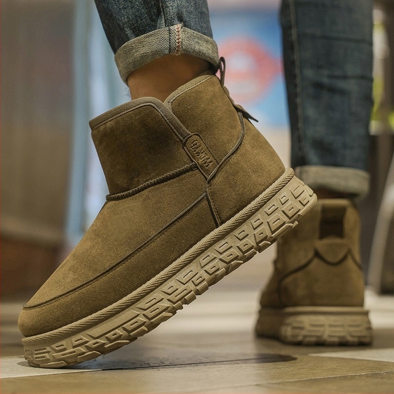 Ghete bărbătești de iarnă pentru zăpadă, cu căptușeală fleece, talpă din cauciuc și înaltă croială