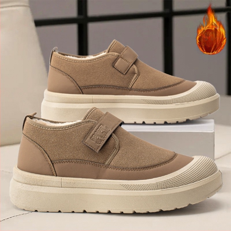 Cizme de iarnă pentru bărbați, stil leisure, partea superioară din bumbac, căptușală din pluș artificial, talpă PVC, construcție injectată