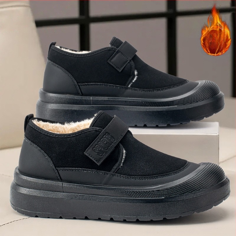 Cizme de iarnă pentru bărbați, stil leisure, partea superioară din bumbac, căptușală din pluș artificial, talpă PVC, construcție injectată