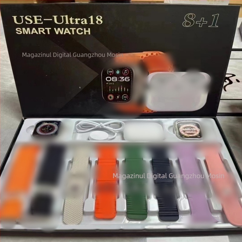 Ceas inteligent USE19 cu afișaj AMOLED, până la 7 zile autonomie, rezistent la apă, monitorizare ritm cardiac, apeluri Bluetooth