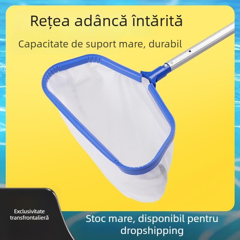 Plasă skimmer pentru piscină cu mâner detașabil, curățare a frunzelor în apă adâncă, plasă din nailon cu țesătură warp-knitted, model DV-854