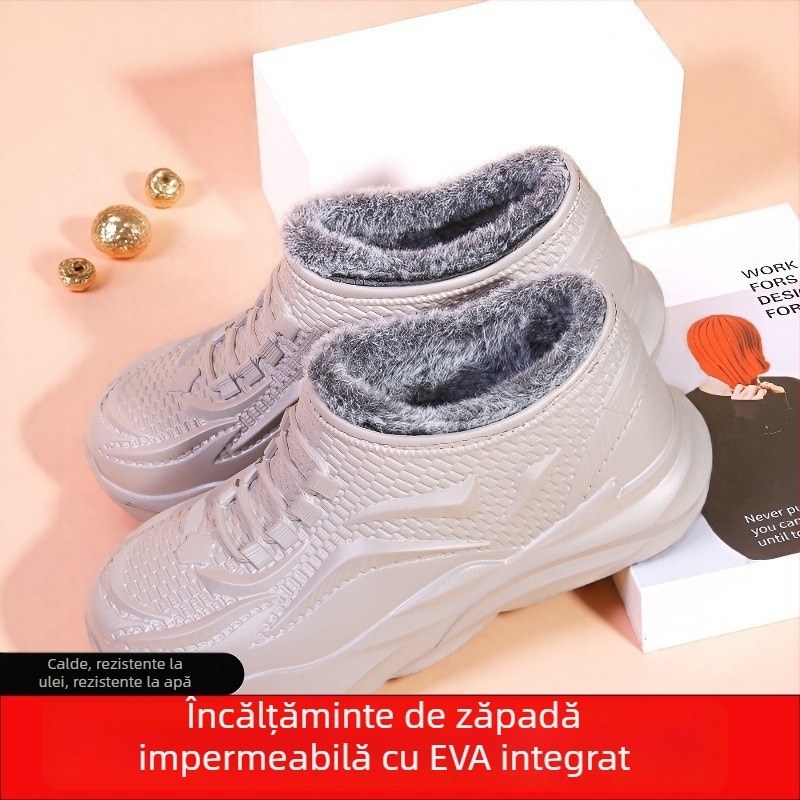 Ghete de zăpadă pentru bărbați și femei — impermeabile, călduroase, partea superioară EVA, talpă EVA, căptușeală din pluș artificial