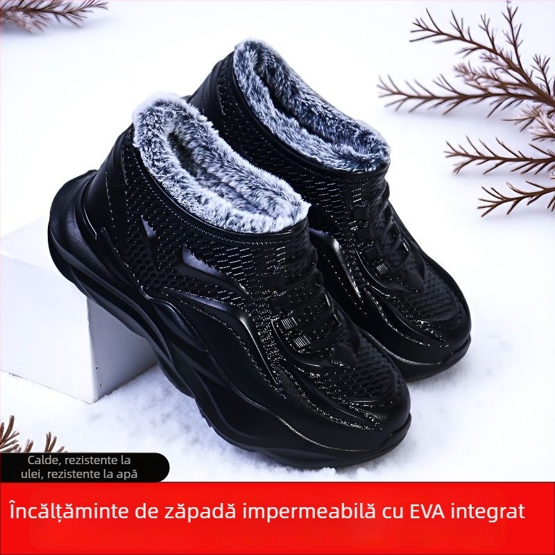 Ghete de zăpadă pentru bărbați și femei — impermeabile, călduroase, partea superioară EVA, talpă EVA, căptușeală din pluș artificial