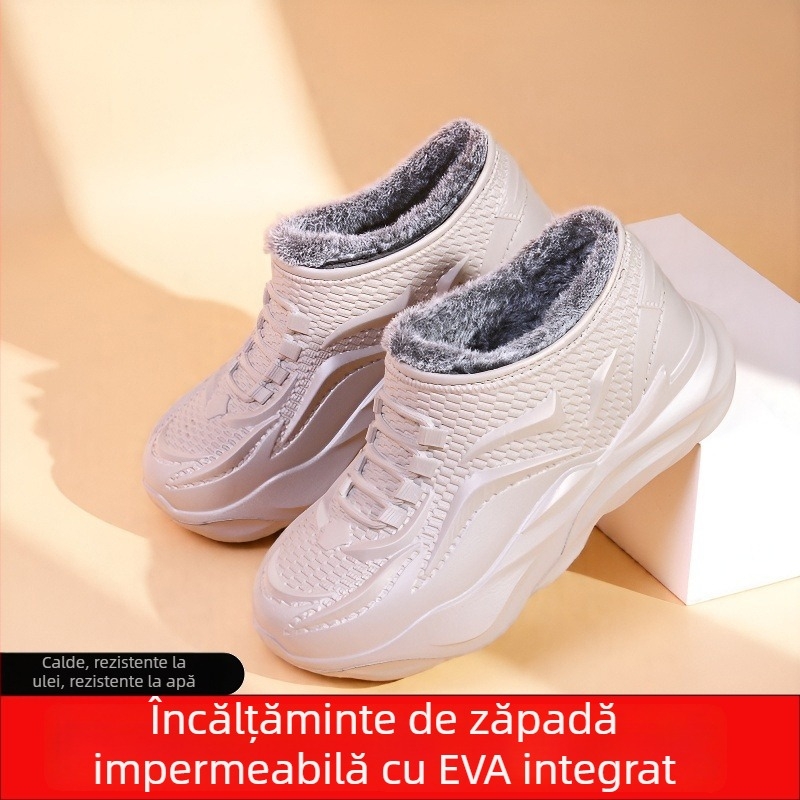 Ghete de zăpadă pentru bărbați și femei — impermeabile, călduroase, partea superioară EVA, talpă EVA, căptușeală din pluș artificial