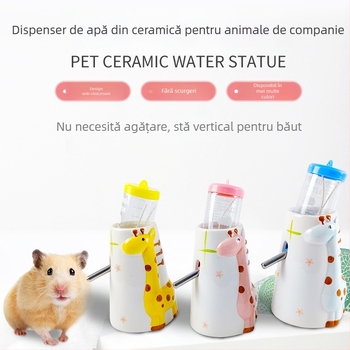 Sticlă ceramică de apă pentru hamster cu suport vertical