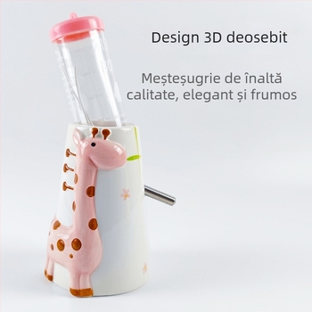 Sticlă ceramică de apă pentru hamster cu suport vertical