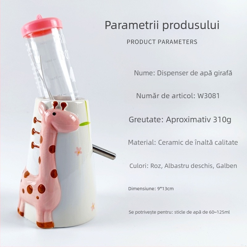 Sticlă ceramică de apă pentru hamster cu suport vertical