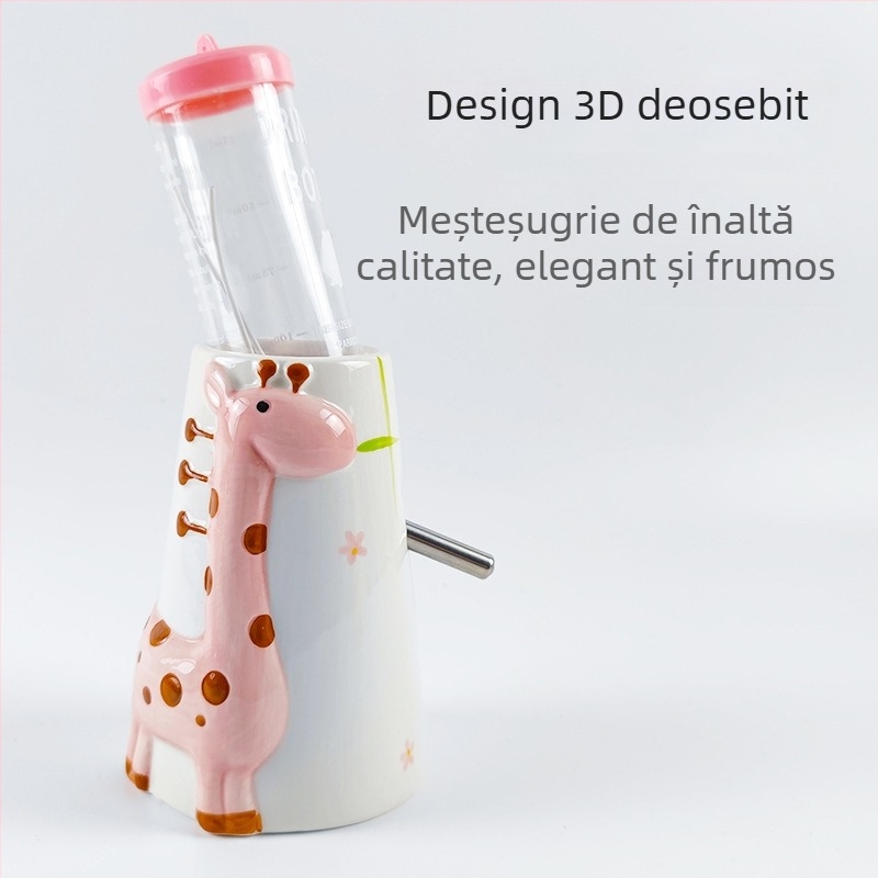Sticlă ceramică de apă pentru hamster cu suport vertical