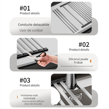 Dongxing oțel inoxidabil – raft de drenaj pentru bucătărie, roll-up, cu spațiu pliabil pentru vase