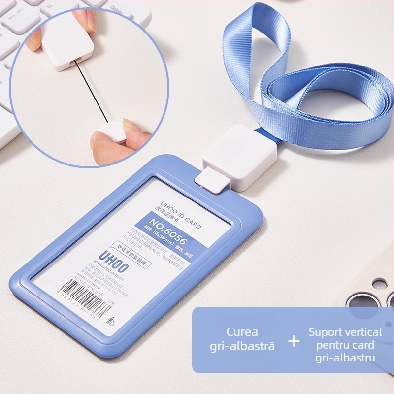 UHOO Youhe Carcasă pentru card, poliester, lanț retractabil pentru ID, stil Business/OL, pentru ID de lucru și ID de elev
