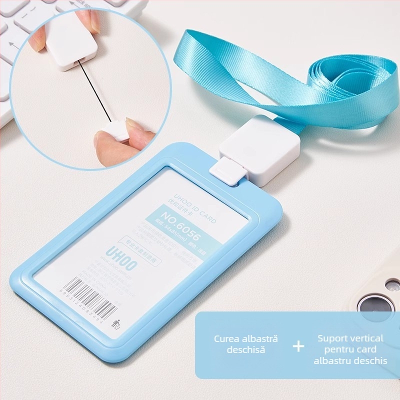 UHOO Youhe Carcasă pentru card, poliester, lanț retractabil pentru ID, stil Business/OL, pentru ID de lucru și ID de elev