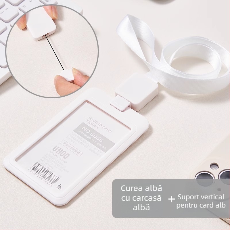 UHOO Youhe Carcasă pentru card, poliester, lanț retractabil pentru ID, stil Business/OL, pentru ID de lucru și ID de elev