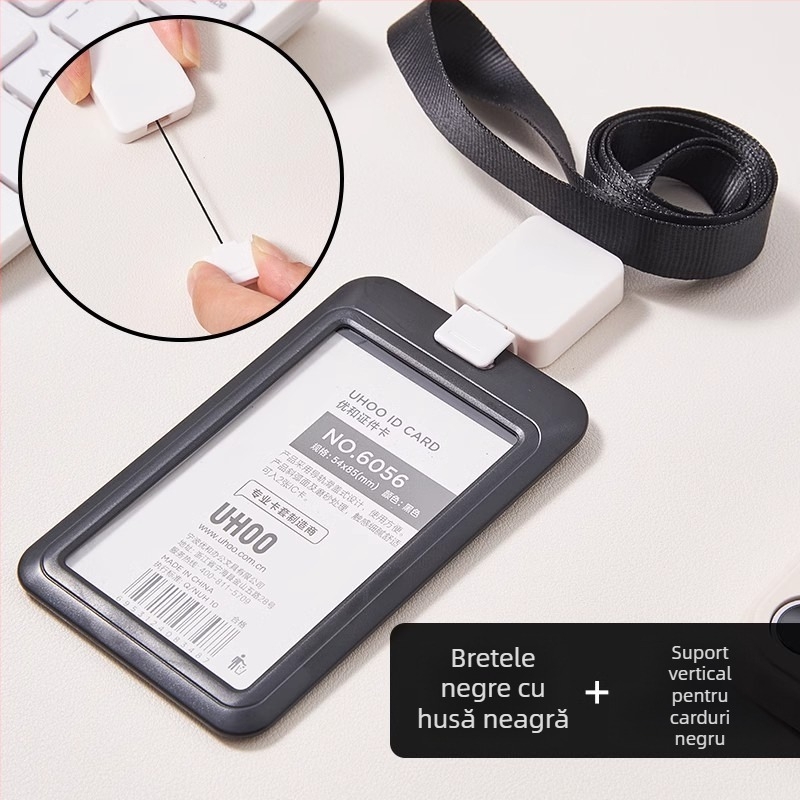UHOO Youhe Carcasă pentru card, poliester, lanț retractabil pentru ID, stil Business/OL, pentru ID de lucru și ID de elev