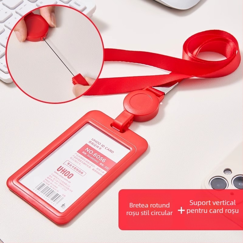 UHOO Youhe Carcasă pentru card, poliester, lanț retractabil pentru ID, stil Business/OL, pentru ID de lucru și ID de elev
