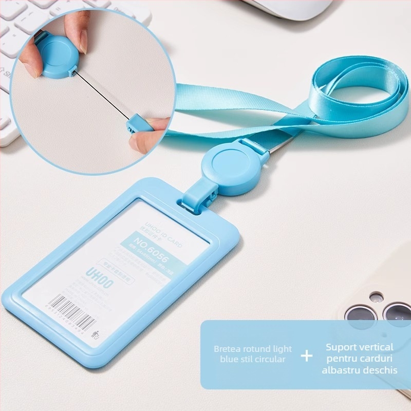 UHOO Youhe Carcasă pentru card, poliester, lanț retractabil pentru ID, stil Business/OL, pentru ID de lucru și ID de elev