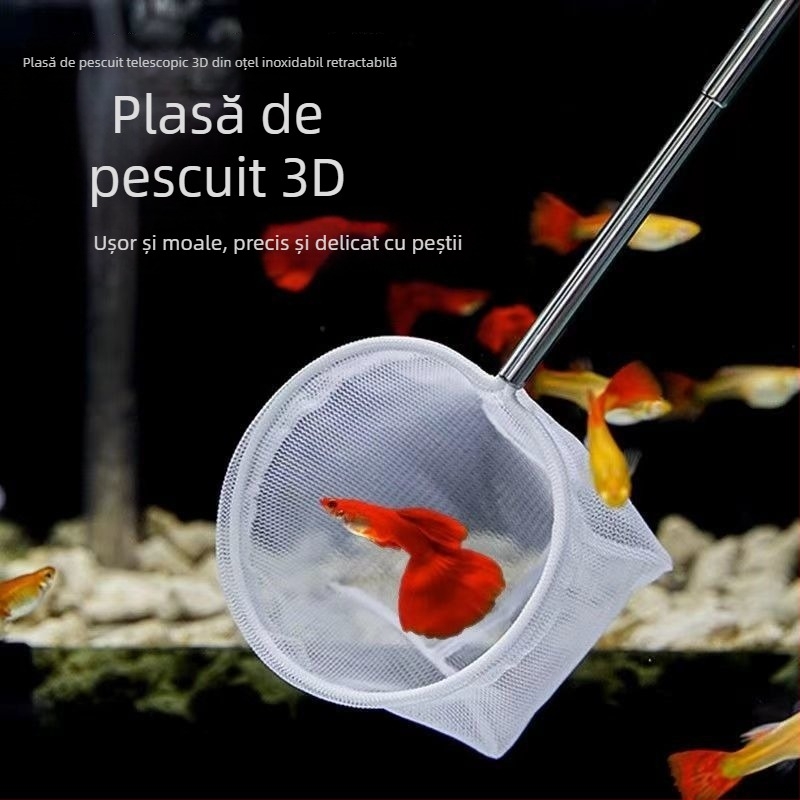 Plasă pentru acvariu - 3D plasă densă, aruncare manuală, retractabilă