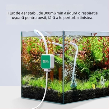 Pompa de oxigen pentru acvariu - silențioasă, integrată, mini-oxigenator pentru acvarii casnice - 560 g, brand Nepal, etichetă privată licențiată: Da
