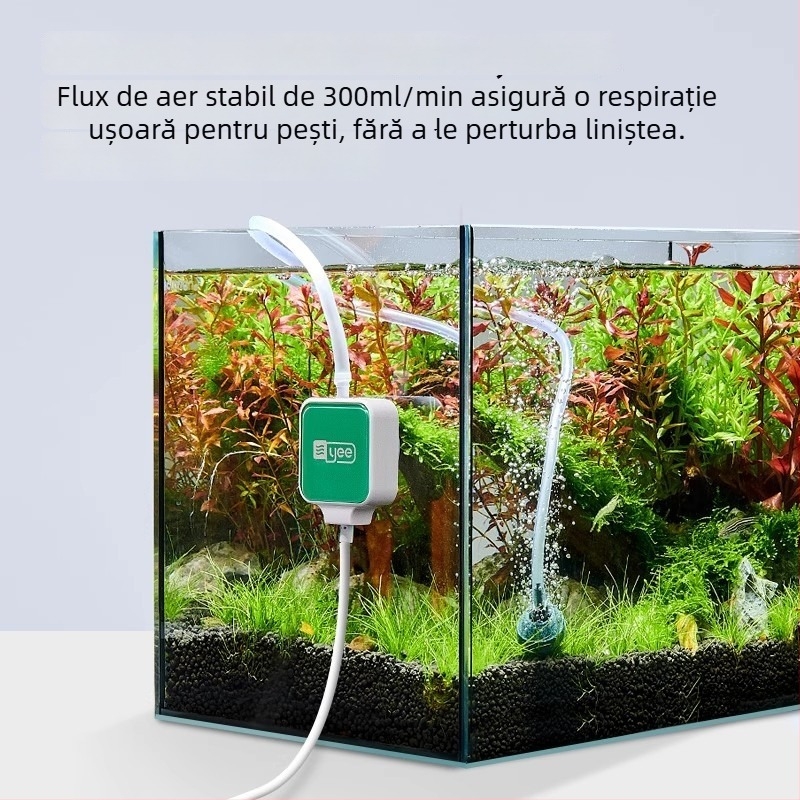 Pompa de oxigen pentru acvariu - silențioasă, integrată, mini-oxigenator pentru acvarii casnice - 560 g, brand Nepal, etichetă privată licențiată: Da