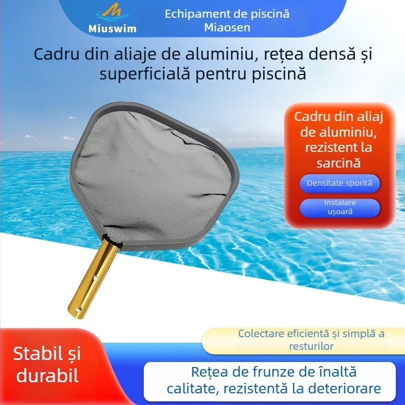 Plasă de piscină cu cadru din aluminiu – plasă densă pentru frunze și deșeuri, accesoriu de curățare pentru piscină