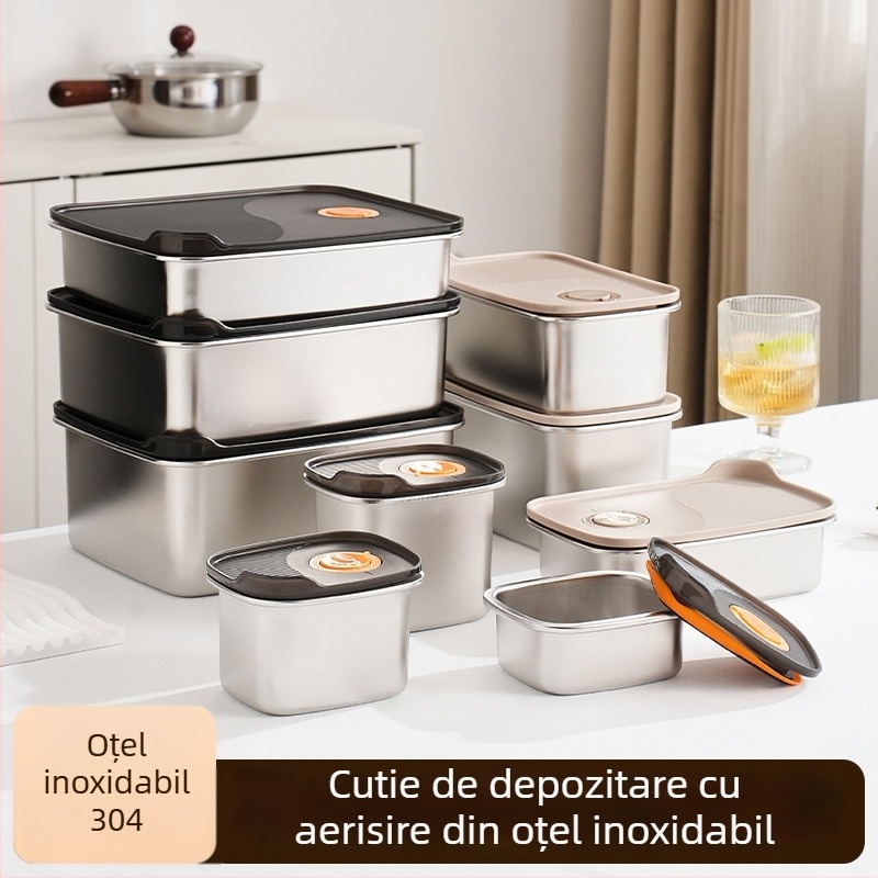 Cutie dreptunghiulară pentru păstrarea alimentelor, oțel inoxidabil 316 + PP, alimentară, capacitate 1–2 L, necompatibilă cu cuptorul cu microunde