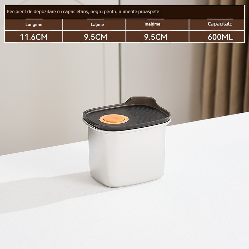 Cutie dreptunghiulară pentru păstrarea alimentelor, oțel inoxidabil 316 + PP, alimentară, capacitate 1–2 L, necompatibilă cu cuptorul cu microunde