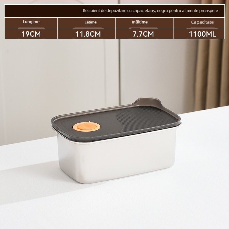 Cutie dreptunghiulară pentru păstrarea alimentelor, oțel inoxidabil 316 + PP, alimentară, capacitate 1–2 L, necompatibilă cu cuptorul cu microunde