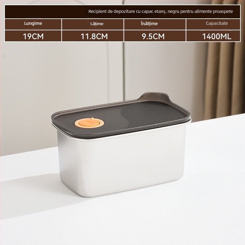Cutie dreptunghiulară pentru păstrarea alimentelor, oțel inoxidabil 316 + PP, alimentară, capacitate 1–2 L, necompatibilă cu cuptorul cu microunde