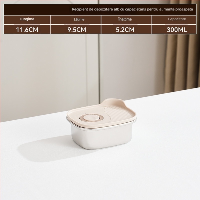 Cutie dreptunghiulară pentru păstrarea alimentelor, oțel inoxidabil 316 + PP, alimentară, capacitate 1–2 L, necompatibilă cu cuptorul cu microunde