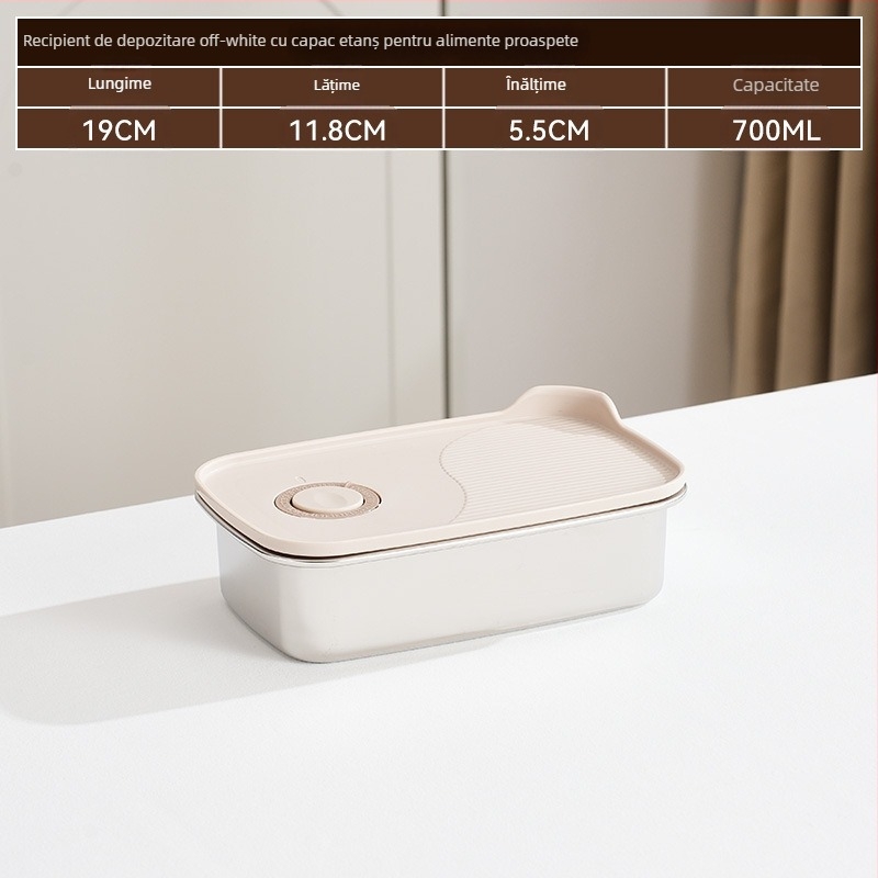 Cutie dreptunghiulară pentru păstrarea alimentelor, oțel inoxidabil 316 + PP, alimentară, capacitate 1–2 L, necompatibilă cu cuptorul cu microunde