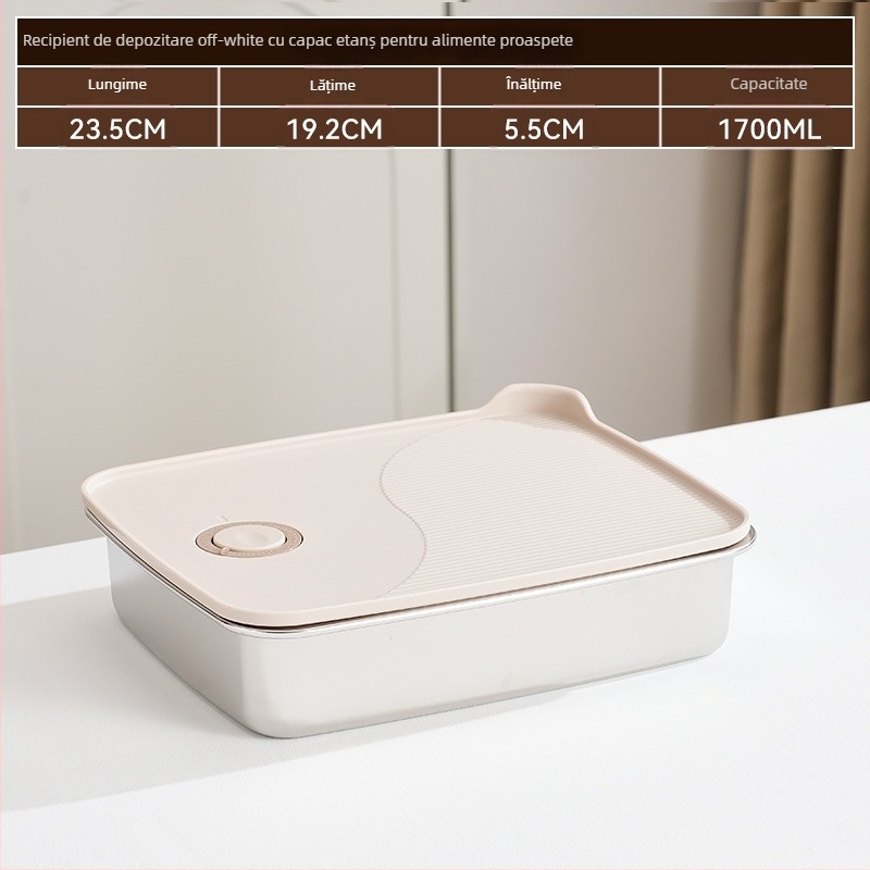 Cutie dreptunghiulară pentru păstrarea alimentelor, oțel inoxidabil 316 + PP, alimentară, capacitate 1–2 L, necompatibilă cu cuptorul cu microunde