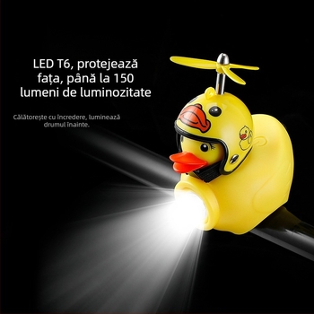 Lumină pentru bicicletă pentru copii, pentru cască, în formă de rață, prindere cu curea – 130 lm, baterie 900 mAh, material silicon+ABS, Jetcool