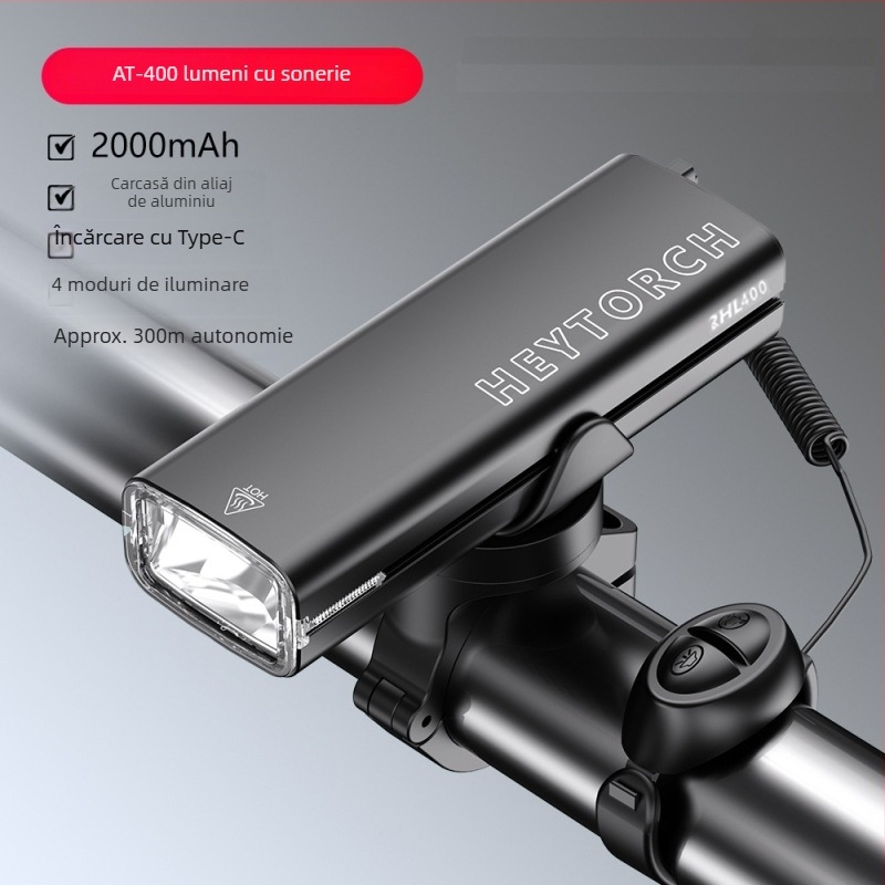 Lumină pentru bicicletă cu sonerie și telecomandă wireless pentru plimbări nocturne — luminozitate înaltă, putere mare, rezistentă la apă, pentru biciclete de drum.