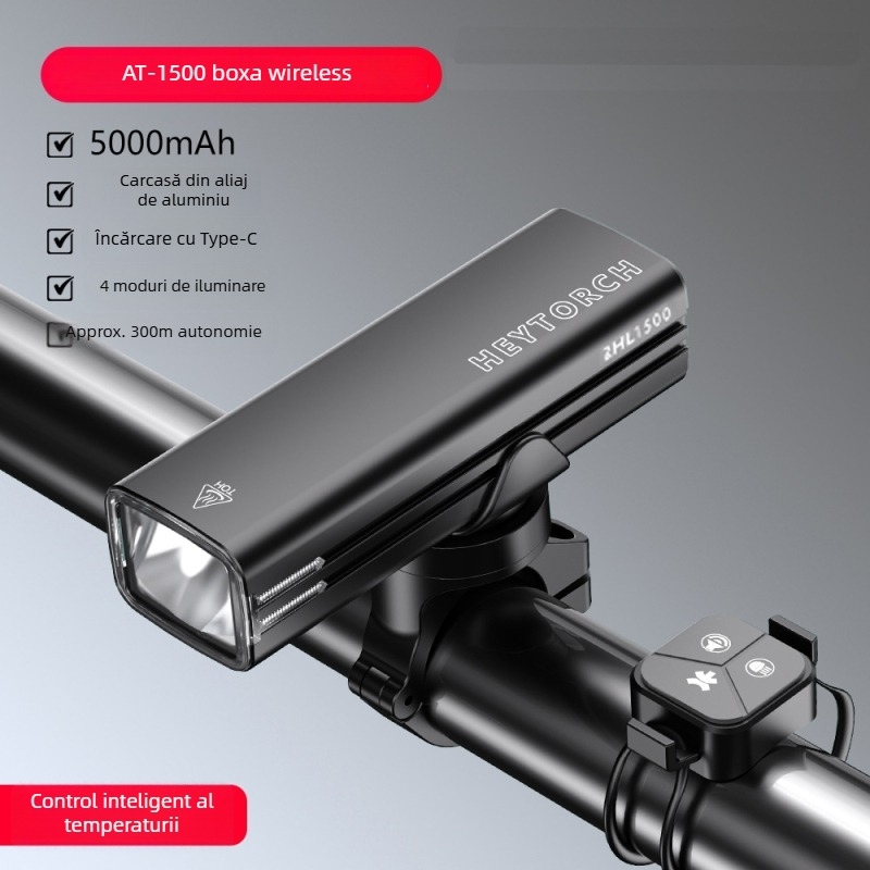 Lumină pentru bicicletă cu sonerie și telecomandă wireless pentru plimbări nocturne — luminozitate înaltă, putere mare, rezistentă la apă, pentru biciclete de drum.