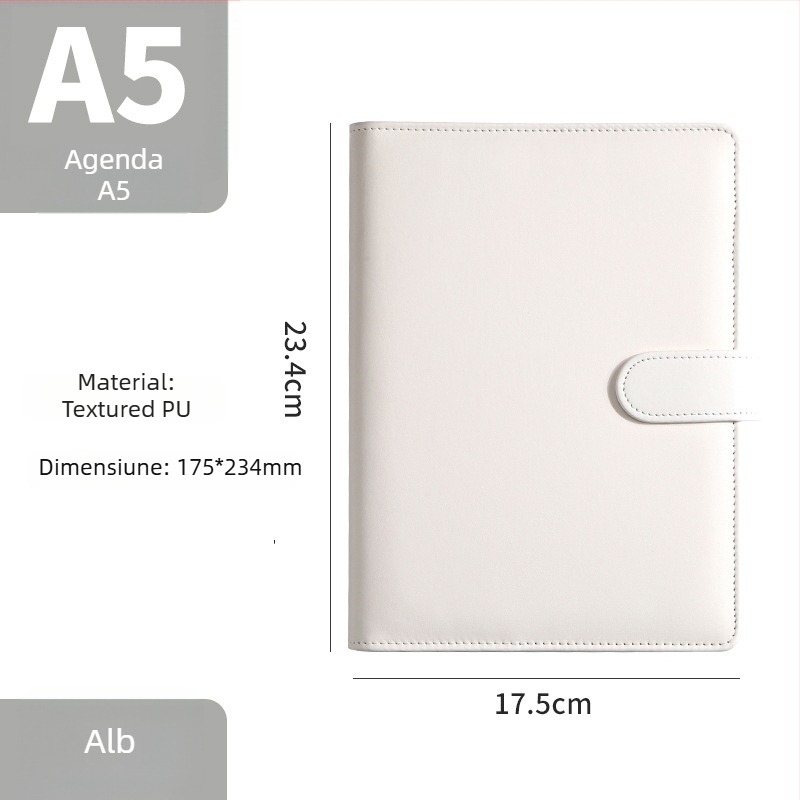 Bloc-notes cu foi detașabile, 6 găuri, hârtie Dowling pentru paginile interioare, 180 foi (360 pagini), logo personalizat disponibil