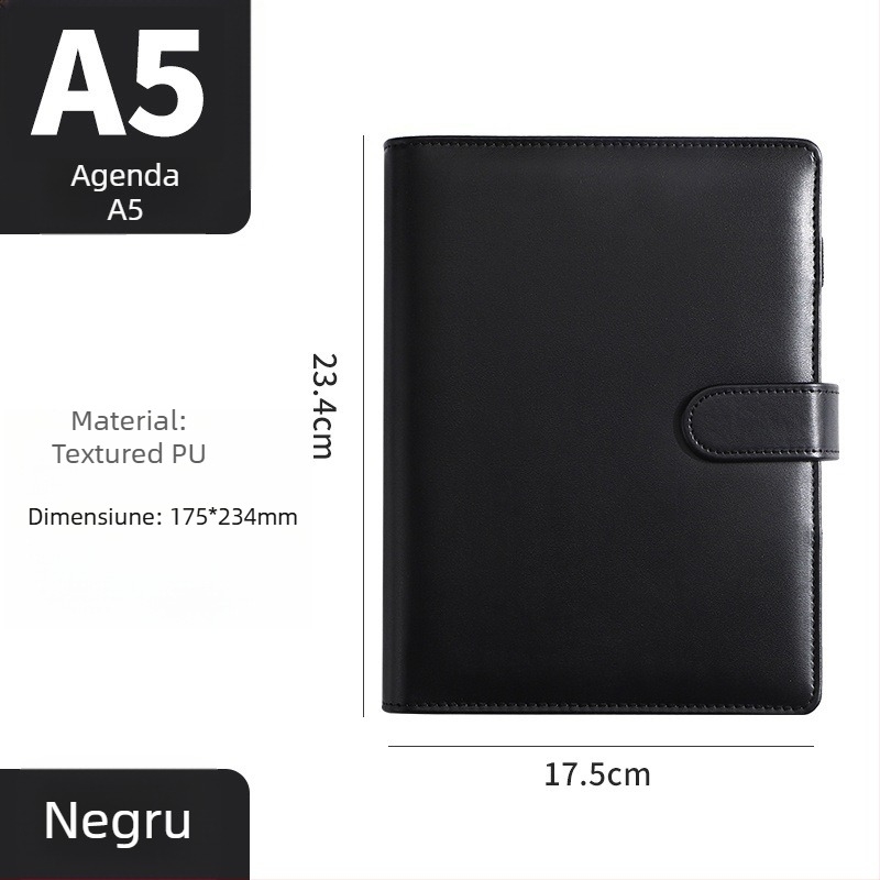 Bloc-notes cu foi detașabile, 6 găuri, hârtie Dowling pentru paginile interioare, 180 foi (360 pagini), logo personalizat disponibil