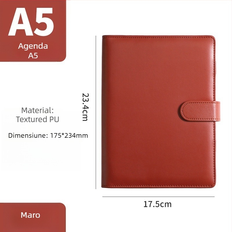 Bloc-notes cu foi detașabile, 6 găuri, hârtie Dowling pentru paginile interioare, 180 foi (360 pagini), logo personalizat disponibil