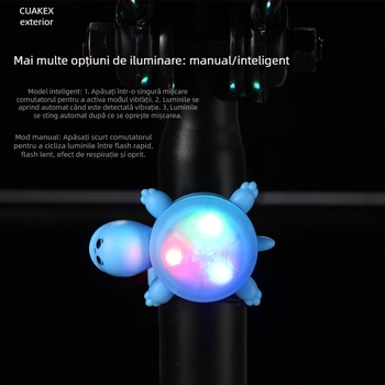 CUAKEX Lumină de semnalizare pentru bicicletă în formă de țestoasă, senzor inteligent, baterie de durată și lumină de avertizare