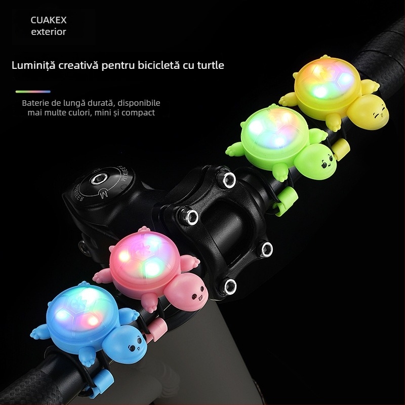 CUAKEX Lumină de semnalizare pentru bicicletă în formă de țestoasă, senzor inteligent, baterie de durată și lumină de avertizare