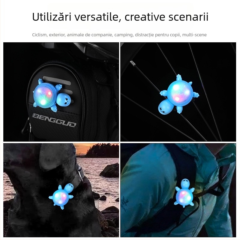 CUAKEX Lumină de semnalizare pentru bicicletă în formă de țestoasă, senzor inteligent, baterie de durată și lumină de avertizare