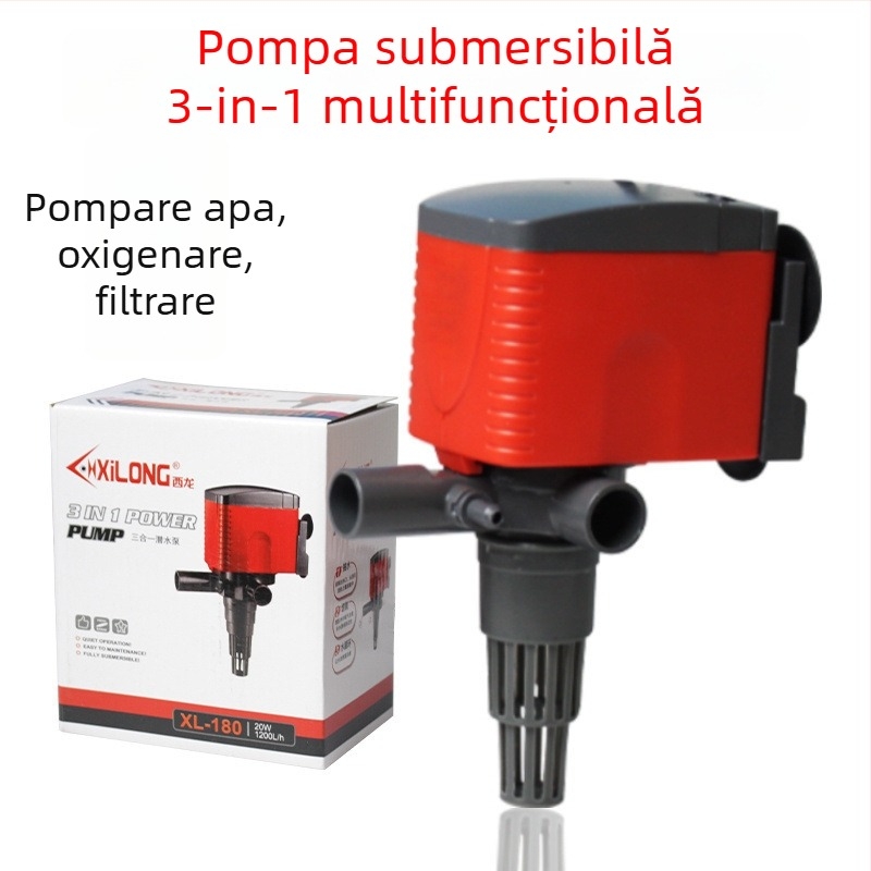 Pompa submersibilă pentru acvariu – trei în unu, foarte silențioasă, filtrare, circulație și oxigenare