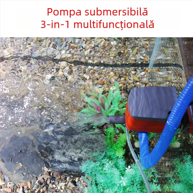 Pompa submersibilă pentru acvariu – trei în unu, foarte silențioasă, filtrare, circulație și oxigenare