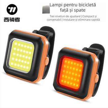 West Biking Lumină pentru bicicletă – față și spate, durată lungă, luminozitate mare, compact, pentru noapte pe biciclete de munte și de șosea
