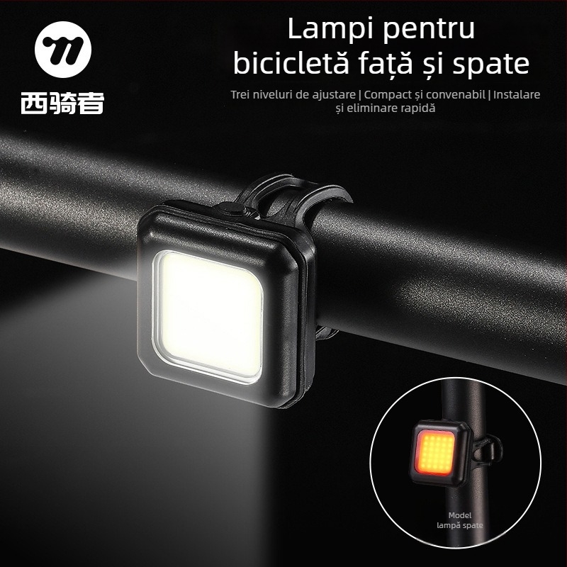 West Biking Lumină pentru bicicletă – față și spate, durată lungă, luminozitate mare, compact, pentru noapte pe biciclete de munte și de șosea