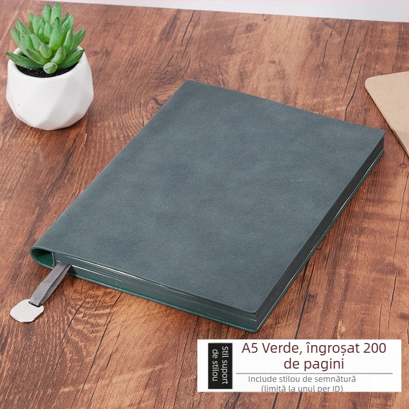 Notebook Bo Meng cu husă din piele sintetică, legare cu adeziv, hârtie Forest, 100–200 pagini, stil birou de afaceri