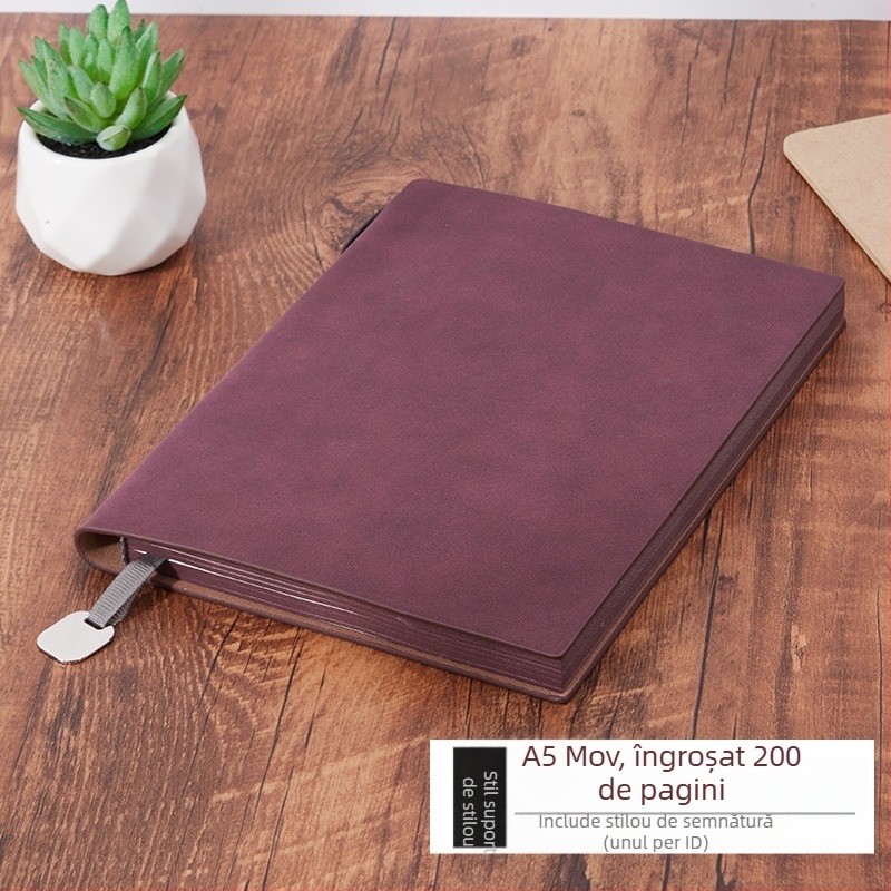 Notebook Bo Meng cu husă din piele sintetică, legare cu adeziv, hârtie Forest, 100–200 pagini, stil birou de afaceri