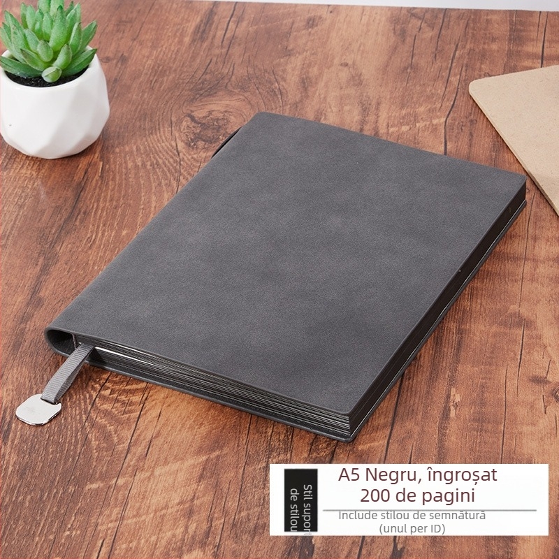 Notebook Bo Meng cu husă din piele sintetică, legare cu adeziv, hârtie Forest, 100–200 pagini, stil birou de afaceri