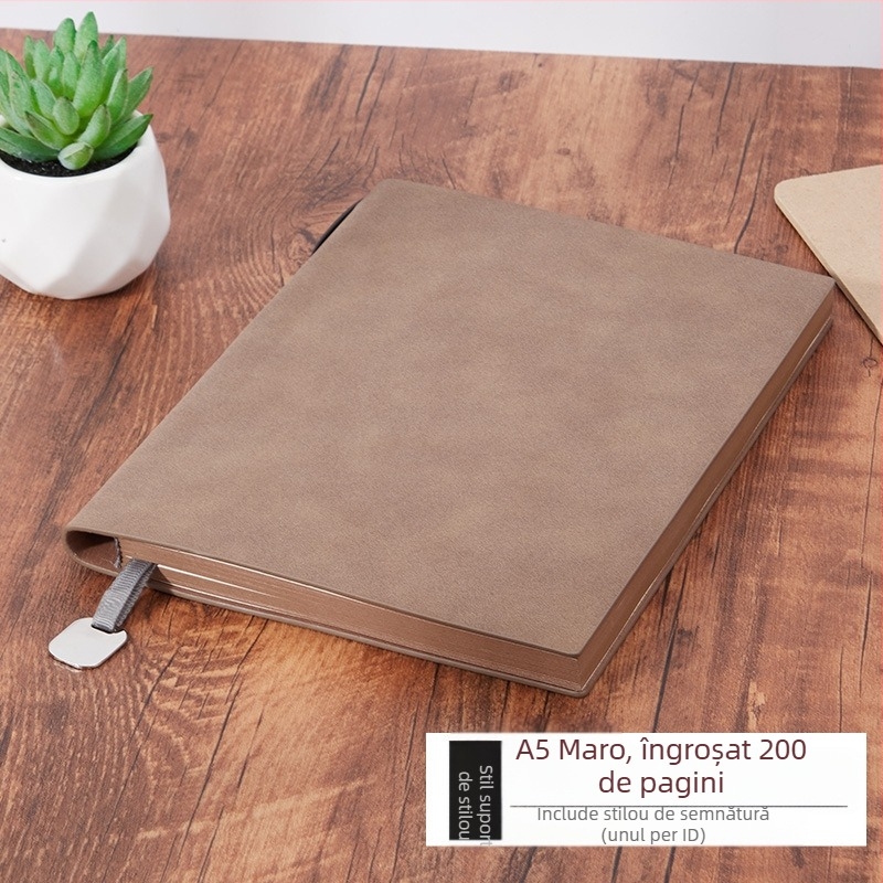 Notebook Bo Meng cu husă din piele sintetică, legare cu adeziv, hârtie Forest, 100–200 pagini, stil birou de afaceri